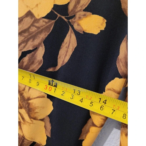 Connected Apparel Women Black Polyester Round Neck 3/4 Sleeves Wrap Dress Size 4 - Picture 9 of 11